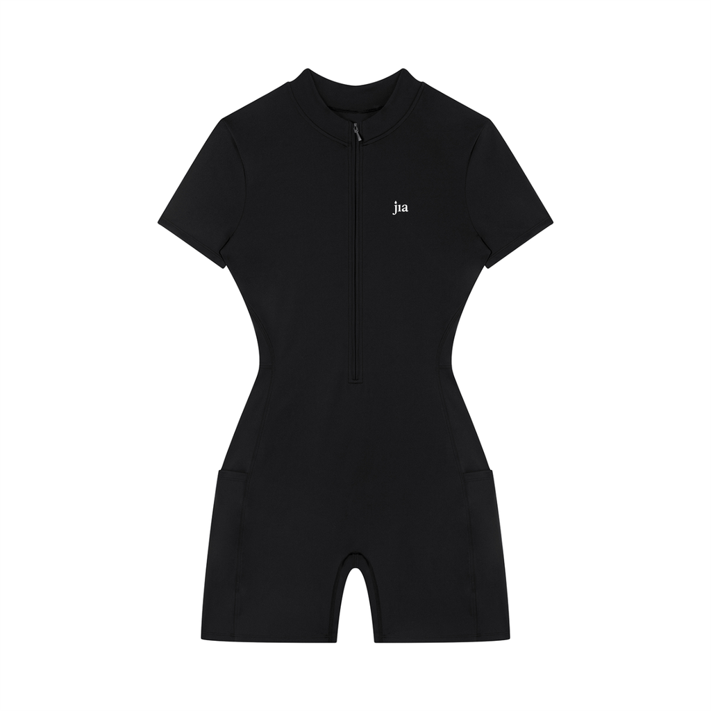 Women's Quarter-Zip Short Sleeve Romper