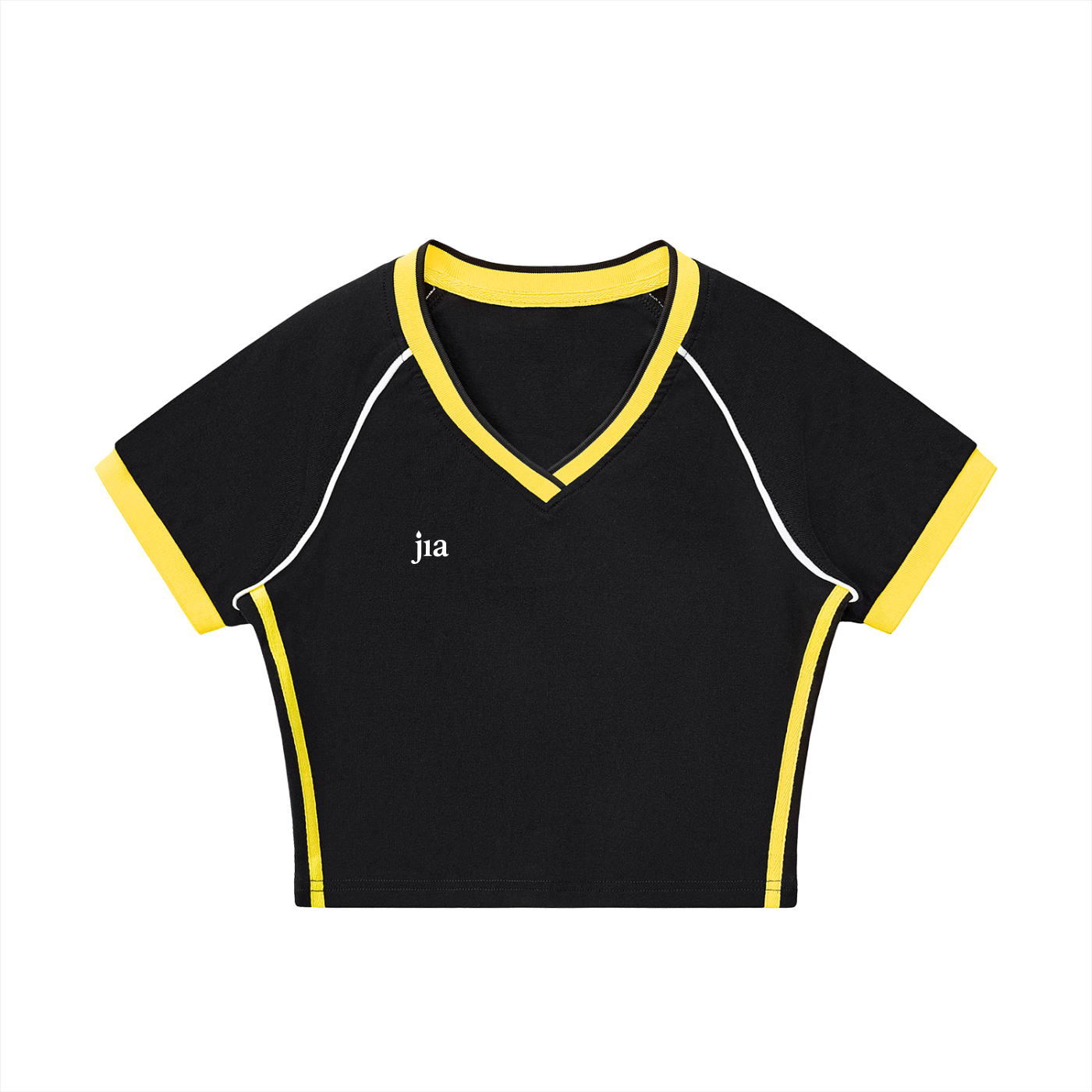 Contrast Trim V-Neck Crop T-Shirt