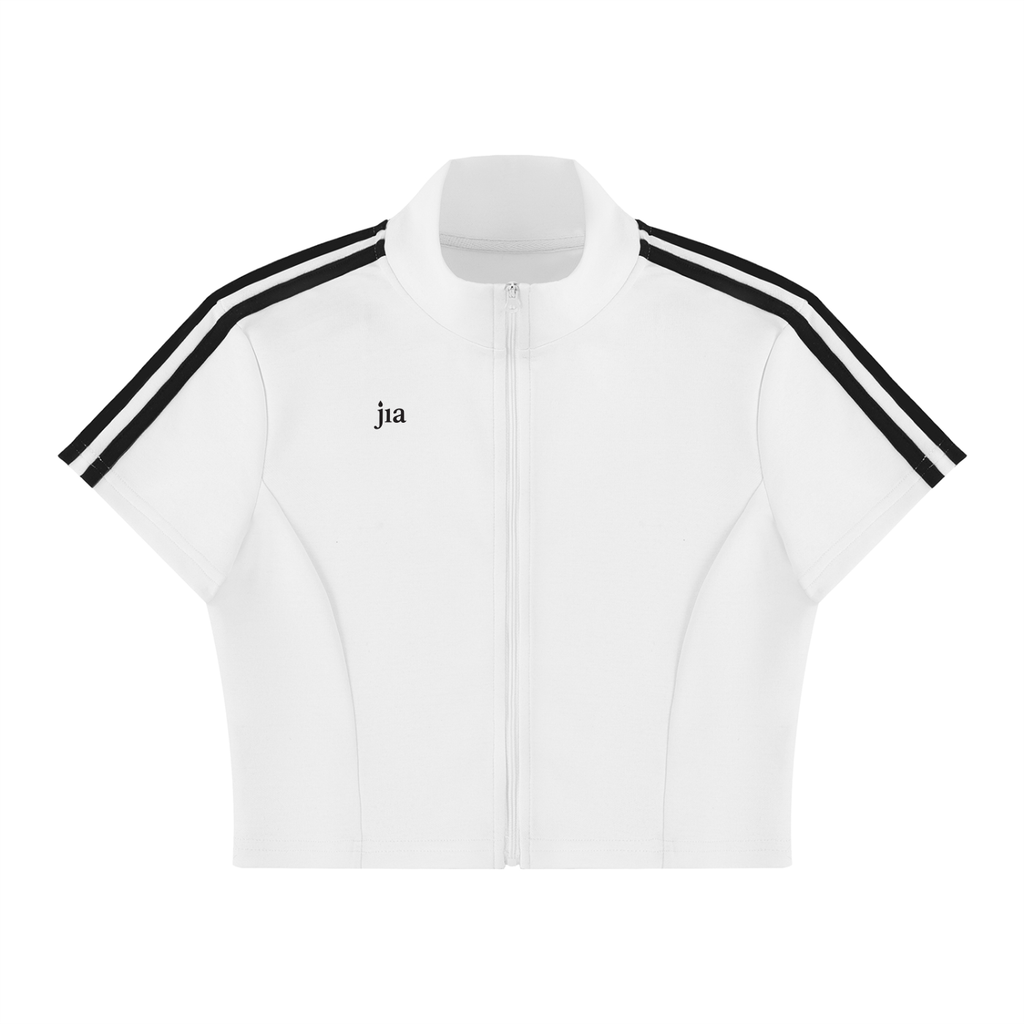Women's Cropped Full Zip Short Sleeve T-Shirt