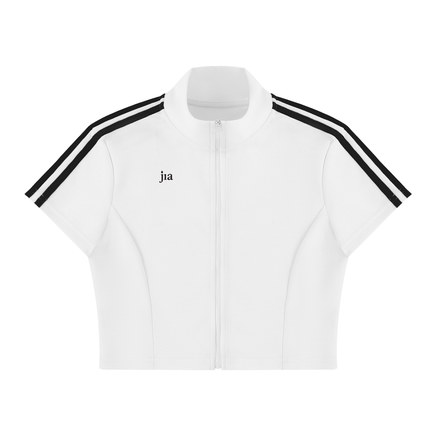Women's Cropped Full Zip Short Sleeve T-Shirt